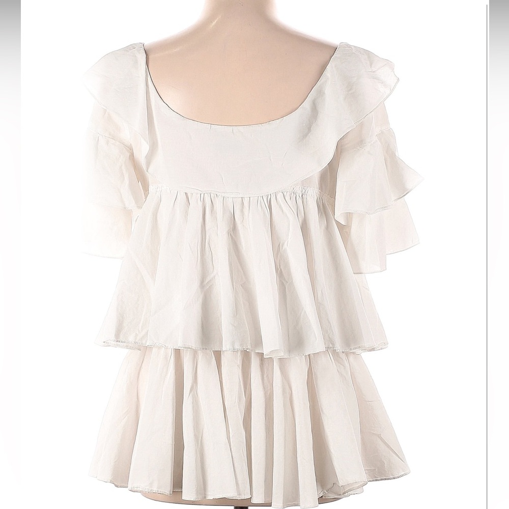 Premium Designer Tome Beautiful Ivory Ruffle Top L - Picture 2 of 2